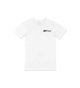 M Power Cep Logo Tasarımlı Beyaz Tişört