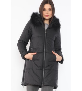 Dewberry Kadın %100 Polyester Kaban Siyah Z6668 Günlük Dış Giyim, Kazak ve Gömlek Kombini, Seyahat Gardırobu