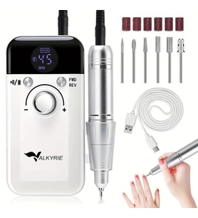 Valkyrie Profesyonel Şarjlı Tırnak Frezesi 45.000 RPM, LCD, 2000 mAh Taşınabilir Manikür Pedikür Makinesi