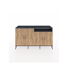 Kronos Konsol 6 Raflı 4 Kapaklı 176x59x99 Antrasit-Çam/Antrasit