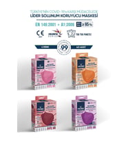 Musk FFP2 Maske 40 Adet (Mor,Bordo,Turuncu,Pembe)