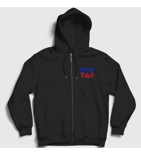Presmono Unisex Siyah Mma Ufc Muay Thai Fermuarlı Kapüşonlu Sweatshirt 454987tt