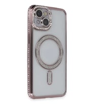 iPhone 13 Kılıf Joke Simli Magneticsafe Kılıf - Pembe