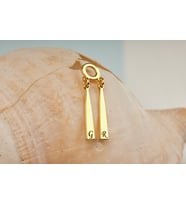 DKMN Gümüş Halkalı Çift Blok Kolye 925 Ayar Gümüş Küpe (Gold)