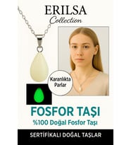 Sertifikalı Damla Model Fosfor Taşı Kolye – Karanlıkta Parlayan Doğal Enerji Taşı (Çok Renkli)