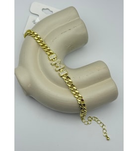 Vip Gold Queen M Harf Taşlı Bileklik - 26vipb20