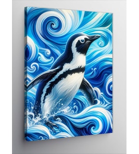 Kanvas Tablo Dalgalarda Penguen