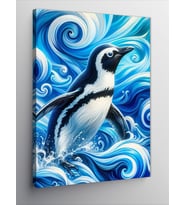 Kanvas Tablo Dalgalarda Penguen