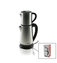 ELEKTRİKLİ ÇAY MAKİNESİ ÇAYCI SET 1.8LT SU ISITICI PLS.+ 0.8LT DEMLİK ÇELİK TABAN 1800W 360 DERECE GÖVDE HK-509 (5343)