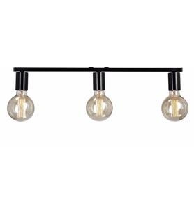 RIOLİGHT 3LÜ E27 DUYLU SIRALI METAL PLOFONYER AVİZE TABAN: 60CMX5CM (Siyah)