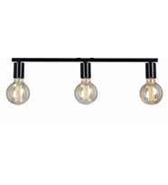 RIOLİGHT 3LÜ E27 DUYLU SIRALI METAL PLOFONYER AVİZE TABAN: 60CMX5CM (Siyah)