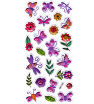 Sticker Kabartmalı Stiker Defter Planlayıcı Etiket (Lde029)-19x9cm - Mor Kelebekler