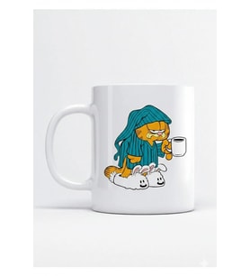 Uykucu Garfield Tasarımlu Espirili Porselen Kupa Bardak