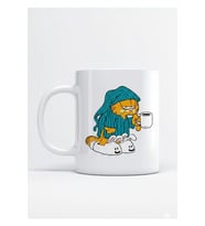 Uykucu Garfield Tasarımlu Espirili Porselen Kupa Bardak (Beyaz)