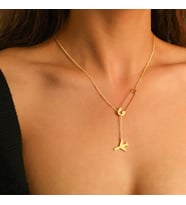 Kişiye Özel 925 Ayar Gümüş Çengelli İğne Sallanan Uçak Kolye (Gold)