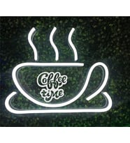 Coffee Time Yazılı Fincan Figürlü Neon Led Tabela Tablo Gece Aydınlatma Duvar Dekoru