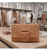 ChicLookDesign El Örgüsü Özel Tasarım Hasır Taba Clutch (TABA-TABA)