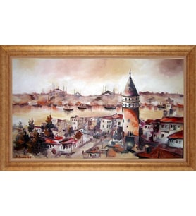 EV İŞYERİ OFİS İÇİN ALTIN ÇERÇEVELİ PASPARTULU TABLO VB742