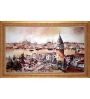 EV İŞYERİ OFİS İÇİN ALTIN ÇERÇEVELİ PASPARTULU TABLO VB742