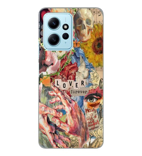 Redmi Note 12 4G Uyumlu Aesthetic Vintage Kolaj Desenli Şeffaf Telefon Kılıfı