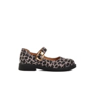 Ayakmod Gri Leopar Desenli Kemerli Kadın Babet 572407 Z (Gri)