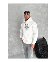 Kışlık Üç İplik Kapşonlu SweatShirt - Beyaz