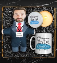 Öğretmenler Gününe Özel Kişiye Özel Peluş Oyuncak & Kişiye Özel Tasarım Kupa & Özel Tasarım Mum Hediye Seti