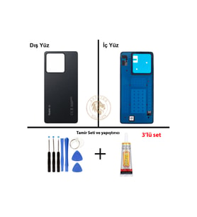 Yapıştırıcı Redmi Note 13 5G Siyah Yapıştırıcı Arka Pil Kapağı + Yapıştırıcı ve Vida Seti