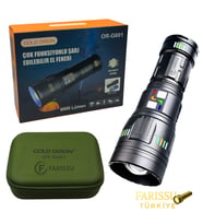 200W Süper Güçlü Lazer LED El Feneri - 6000 Lümen, 3000m Menzil ve Powerbank Özellikli (4 Pilli Set)