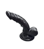 Gerçekçi Testisli Siyah Dildo 16 cm