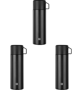 Zwilling Termos, Entegre Fincan, Termos Sürahi, Çift Duvarlı Yalıtım, 1 Litre, Siyah 3Lü Paket (Çok Renkli)