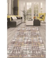 Dijital Kaymaz Taban Yıkanabilir Modern Renkli Salon Halısı Mutfak Halısı Yolluk ND-HT-1355 (Kahverengi)