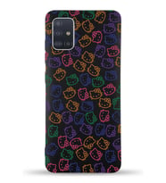 Samsung Galaxy A71 Uyumlu Lansman Kılıf Hello Kitty Tasarımlı İçi Kadife Kapak-Siyah (Şeffaf)