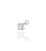 Gümüş rodyumlu zirkon tek taşlı Tragus helix Piercing küpe SGTL12199RODAJ
