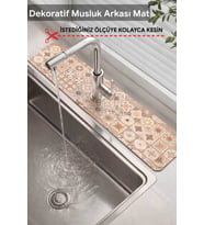 Dekoratif Musluk Matı Lavabo Banyo Mutfak Tezgah Üstü Desenli Mat 14 cm x 60 cm
