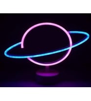 Neon Işıklı Satürn Lamba Pil+usb Mz-503