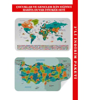 Harita Sepeti Eğitici - Öğretici Dünya Ve Türkiye Haritası Çocuk Odası Duvar Sticker-60x105-3887