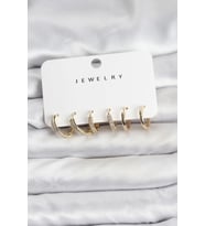 Zirkon Taşlı Gold Renk Pirinç Kadın Küpe Seti