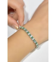 925 Ayar Gümüş Rodyum Kaplama Zirkon Baget Taşlı Su Yolu Bileklik
