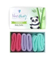 Novibaby 3'lü Bambu Yenidoğan Bebek Çorap I Purple Candy I 0-6 ay (Karışık)