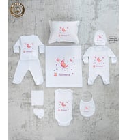 K06 Isimli Kız Bebek 10lu Beyaz Hastane Çıkışı %100 Pamuk