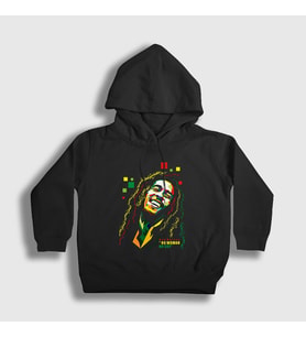 Presmono Unisex Çocuk Siyah No Woman No Cry Bob Marley Kapüşonlu Sweatshirt 265430tt