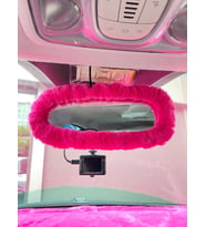 Peluş Dikiz Ayna Kılıfı Süs Fuşya Pembe