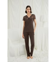 Mulvxbrf Brf02 Kısa Kollu Ve Dantelli V Yaka Pijama Takımı (Mulvix)