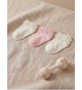 LCW baby Beyaz Tüllü Fırfırlı Kız Bebek Patik Çorap 3'lü