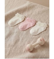LCW baby Beyaz Tüllü Fırfırlı Kız Bebek Patik Çorap 3'lü