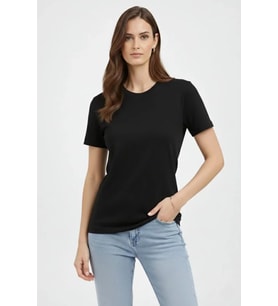 Bisiklet Yaka Tişört Regular Kalıp Basic Pamuklu Günlük Kullanım T-shirt - Siyah