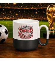 BK Gift Avusturya Taraftar Temalı 2026 Dünya Kupası Tasarımlı Siyah Joyful Kupa Bardak