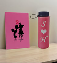 BK Gift Sevgiliye Özel İsimli Pembe Defter ve Fuşya Cam Matara Hediye Seti-16, Sevgiliye Hediye, Sevgililer Günü, Yeni İş Hediyesi