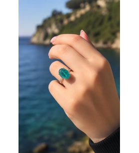 925 Ayar Gümüş Doğal Paraiba Taşlı Oval Yüzük